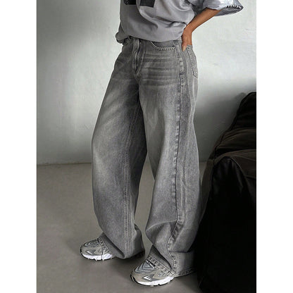 Loose Spring And Autumn Long High Waist Drooping Fashion Fashion Pants 910 Smoky Gray GlamzKart