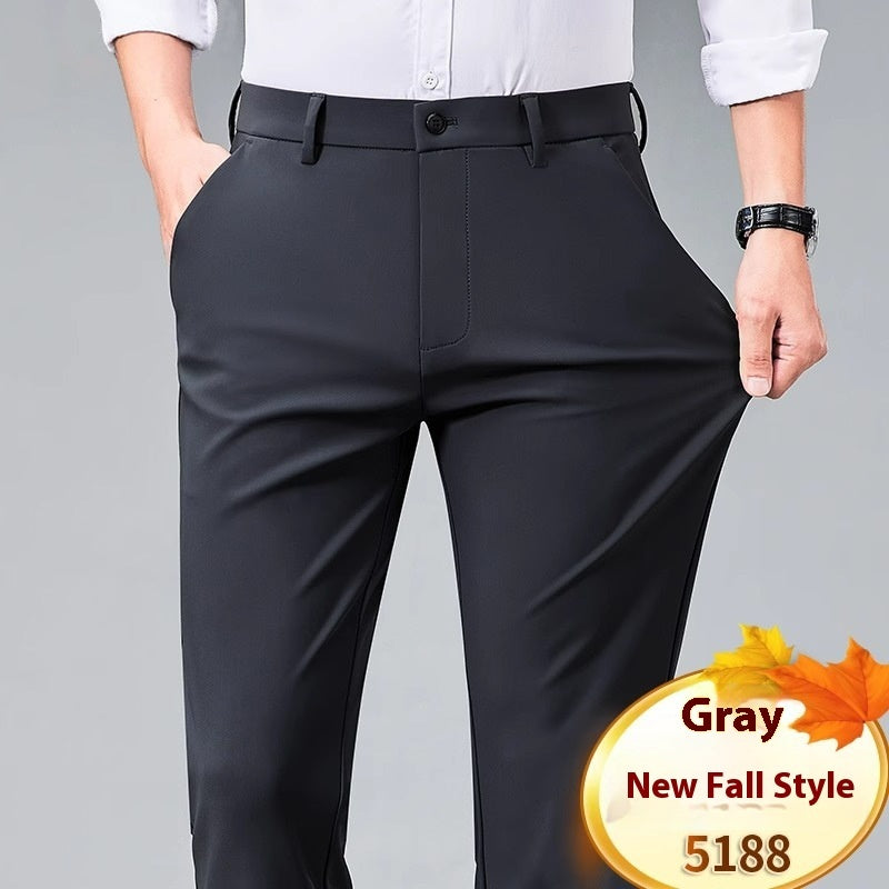 Casual Loose Spring And Autumn Straight Suit Pants Dark Gray GlamzKart