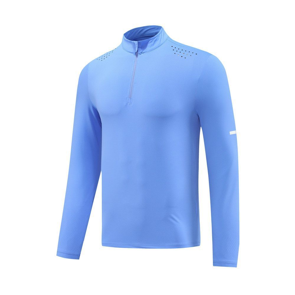 Training Running Quick Drying Clothes Outdoor Casual Stretch Quick-drying Exercise T-shirt Long Sleeve Men Colorful Blue GlamzKart
