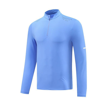 Training Running Quick Drying Clothes Outdoor Casual Stretch Quick-drying Exercise T-shirt Long Sleeve Men Colorful Blue GlamzKart