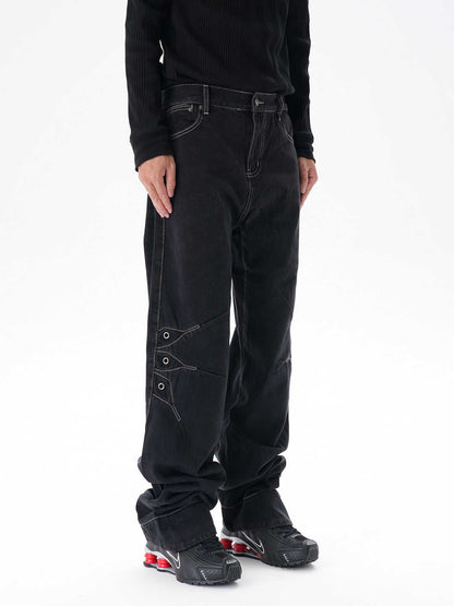 Contrast Color Loose Machete Jeans Men GlamzKart