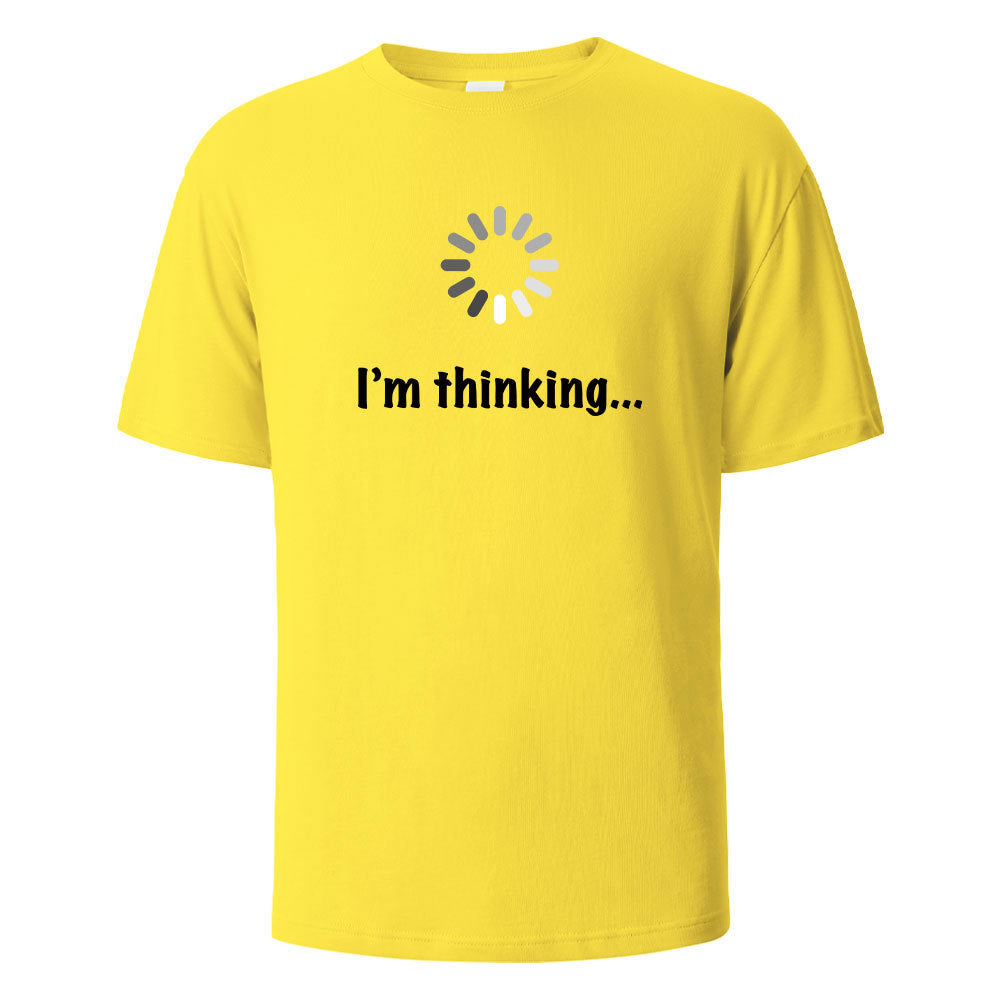 I'm Thinking About Interesting Printed T-shirt Yellow GlamzKart