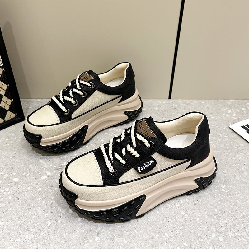 Simple Fashionable All-match Sports Breathable White Shoes Black GlamzKart