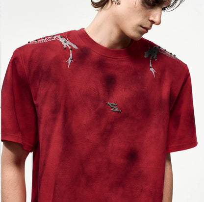 Rivet Backbone Spirit Snake Padded Shoulder Short Sleeve GlamzKart
