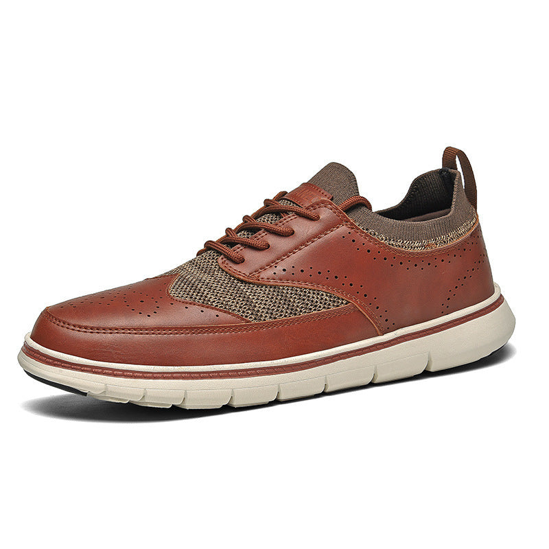 Men's British Style Casual Fashion Leather Shoes Brown GlamzKart