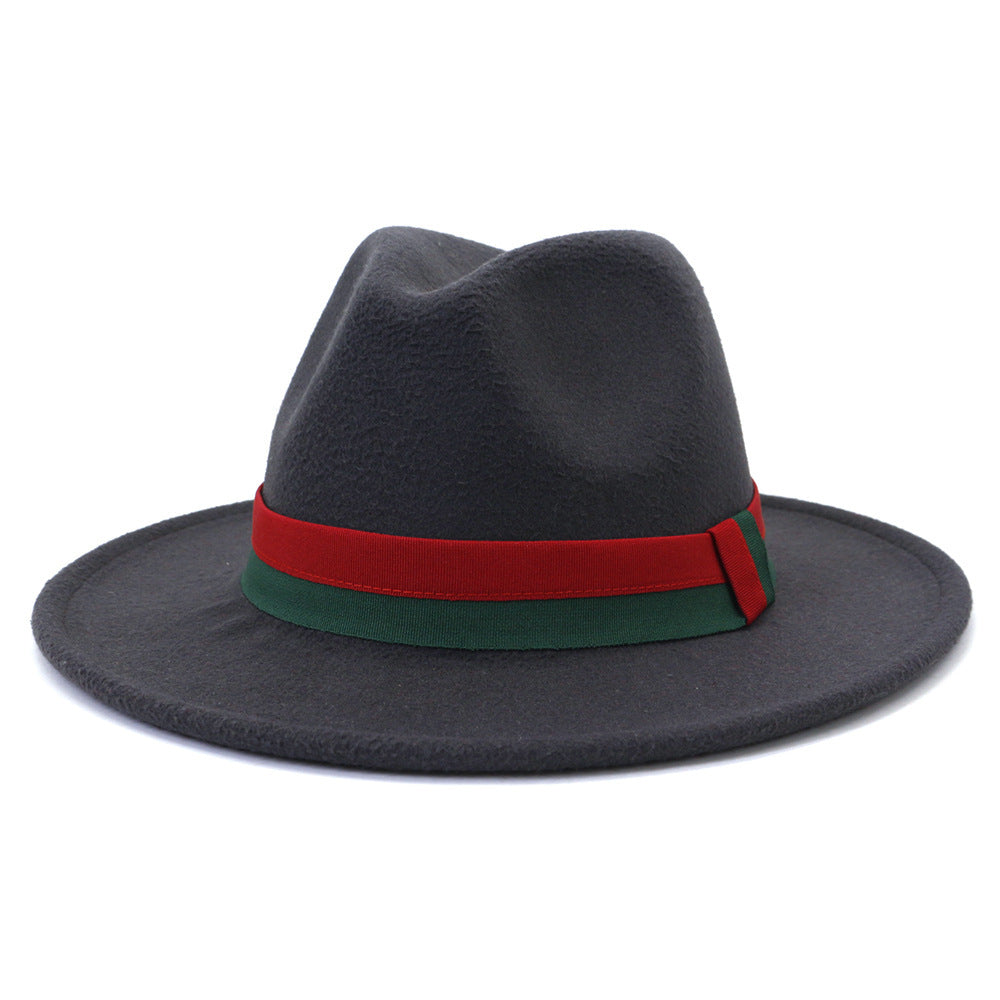 Big Brim British Style Woolen Jazz Top Hat Dark Gray 58cm GlamzKart