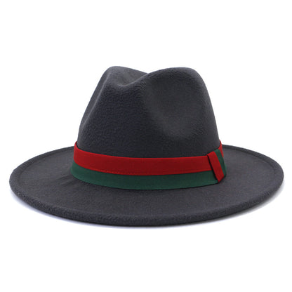 Big Brim British Style Woolen Jazz Top Hat Dark Gray 58cm GlamzKart