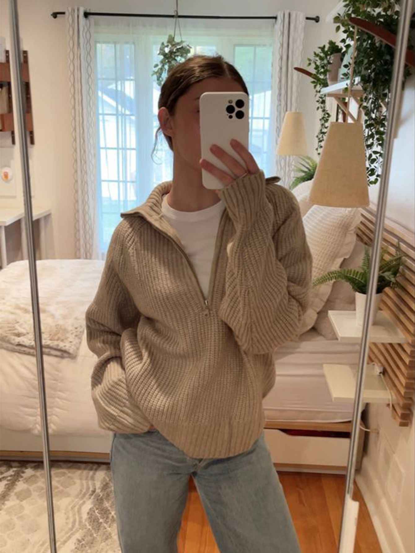Half Open Placket Zipper Pullover Knitted Top