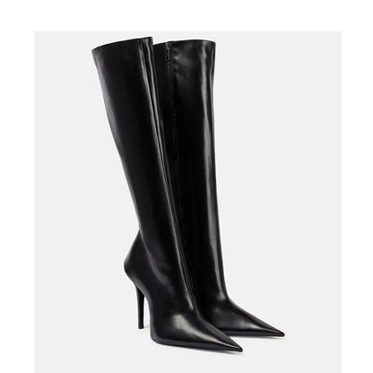 New Stiletto Heel Pointed Shaped Heel Side Zipper Knee-length Female Boots GlamzKart