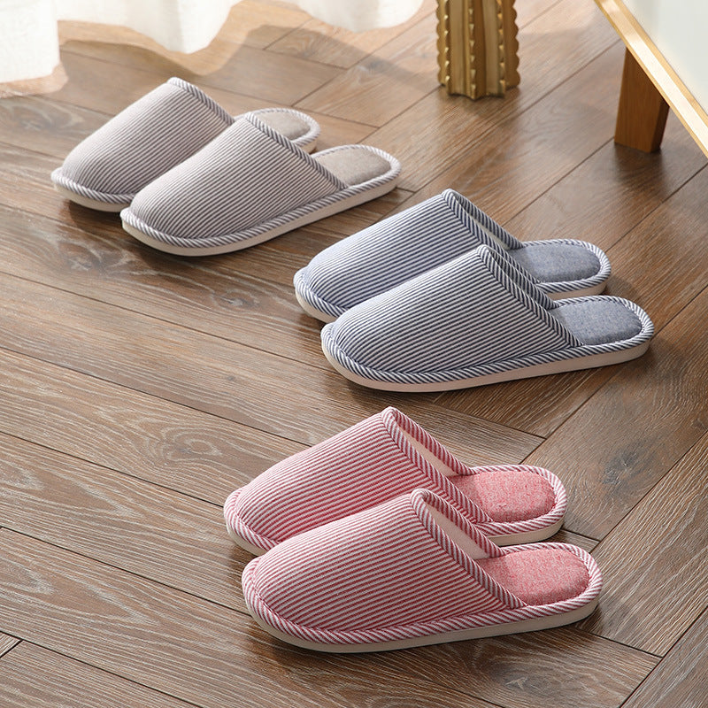 Household Stripes Home Indoor Non Slip Cotton Slippers GlamzKart