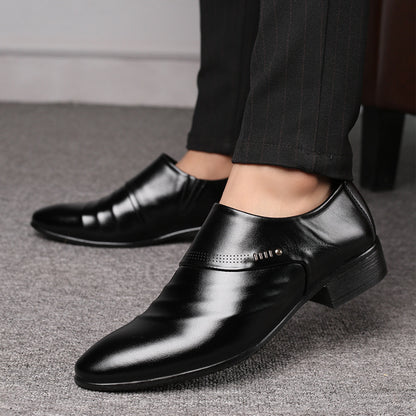 Casual Pointed Toe Leather Shoes Men Black GlamzKart