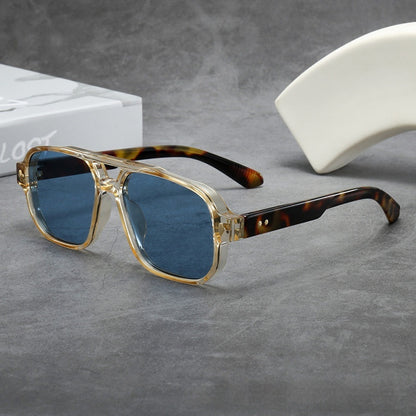 Outdoor Personalized Square Sports Sunglasses Yellow Hawksbill Leg Blue GlamzKart