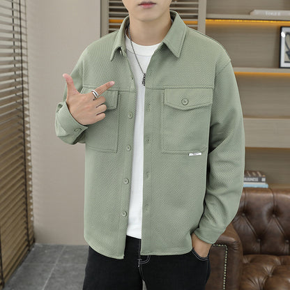 Twill Knitted Lapel Shirt Jacket Coat GlamzKart