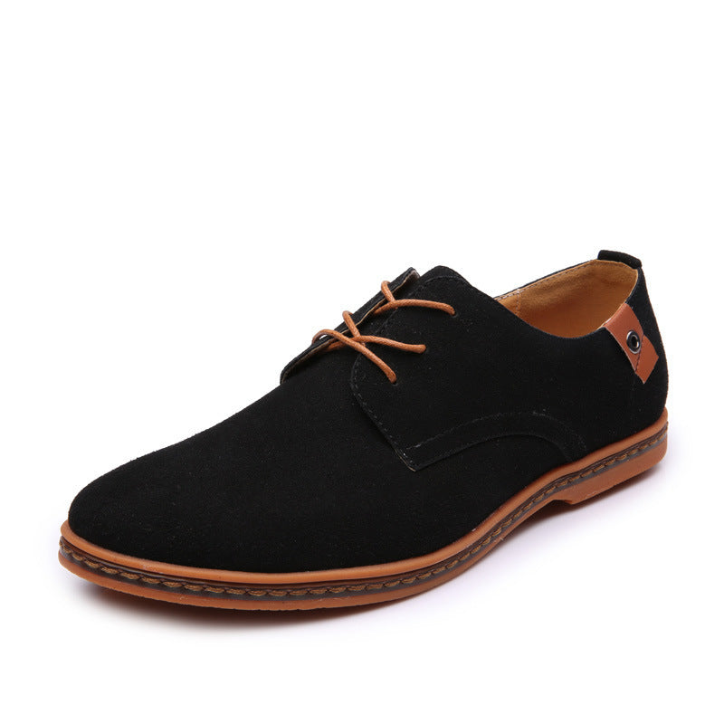 Personality Men's Casual Suede Shoes Black GlamzKart