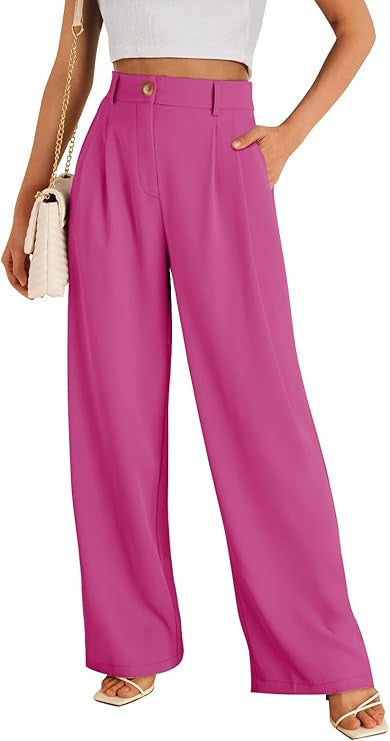 Women's Pocket High Waist Straight All-matching Casual Zipper Magenta GlamzKart