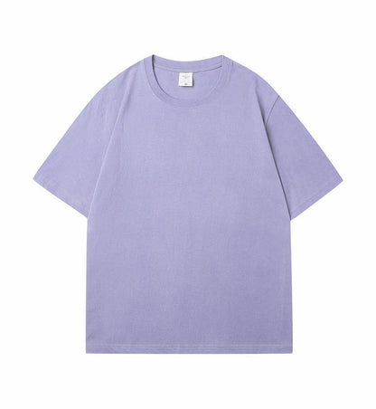 All-matching Round Neck Short Sleeves Loose Lavender Purple GlamzKart