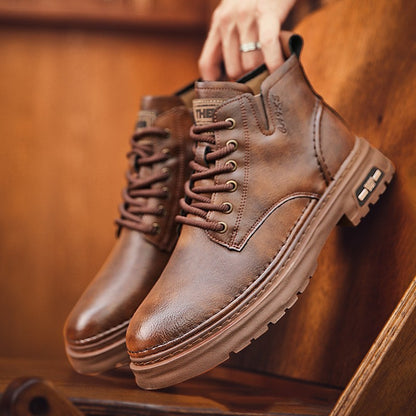 Martin Boots Thick-soled Mid-top Retro Easy Matching Casual GlamzKart