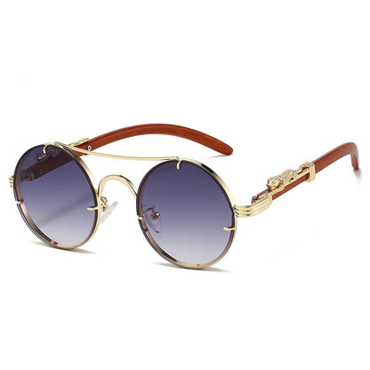 Retro Double Beam Leopard Head Sunglasses GlamzKart