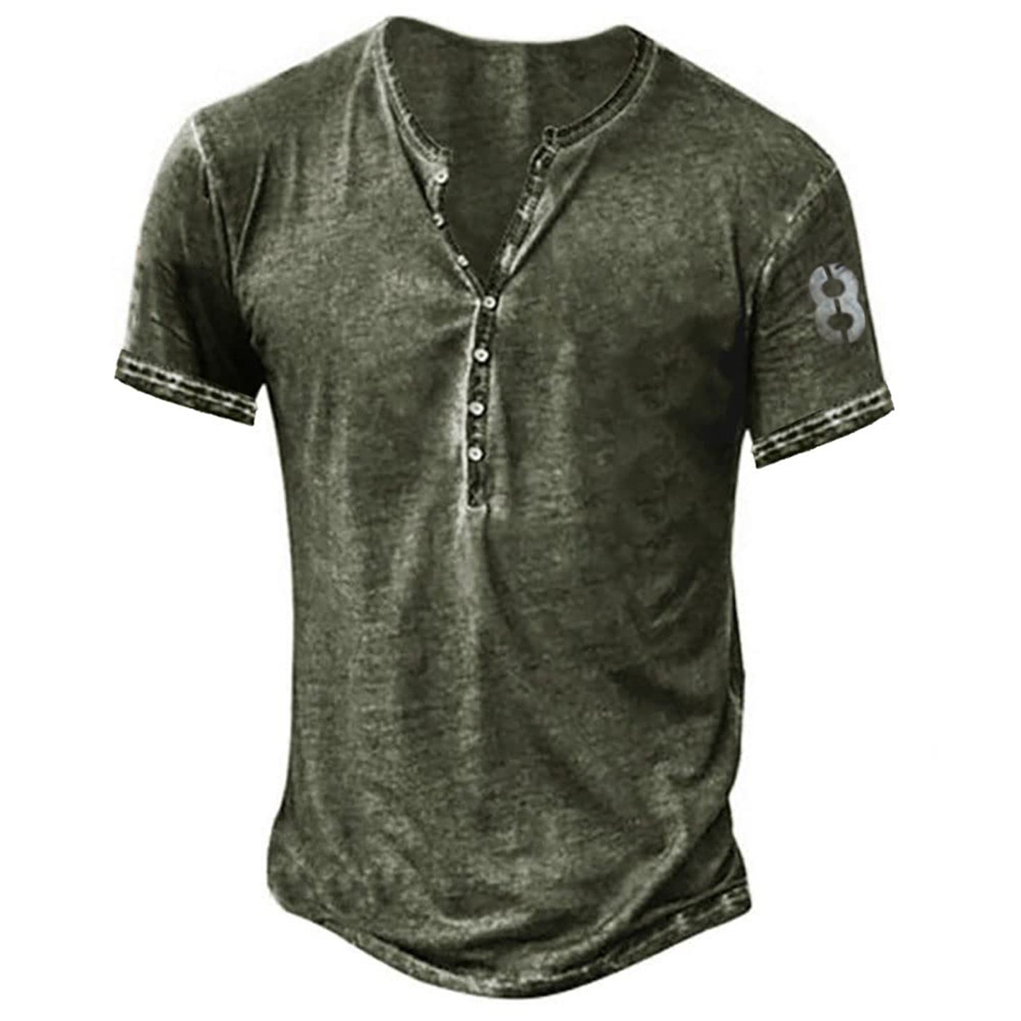 Casual Distressed Youth Short Sleeve Bottoming T-shirt Green GlamzKart