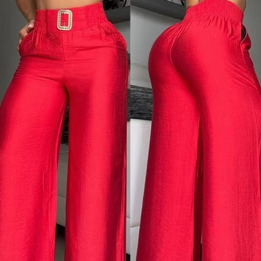 Wide Leg High Waist Loose And Slimming Metal Decorative Speakers Trousers GlamzKart