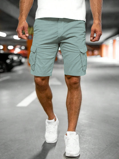 Fashion Personality Men's New Woven Five-point Pants Light Green GlamzKart