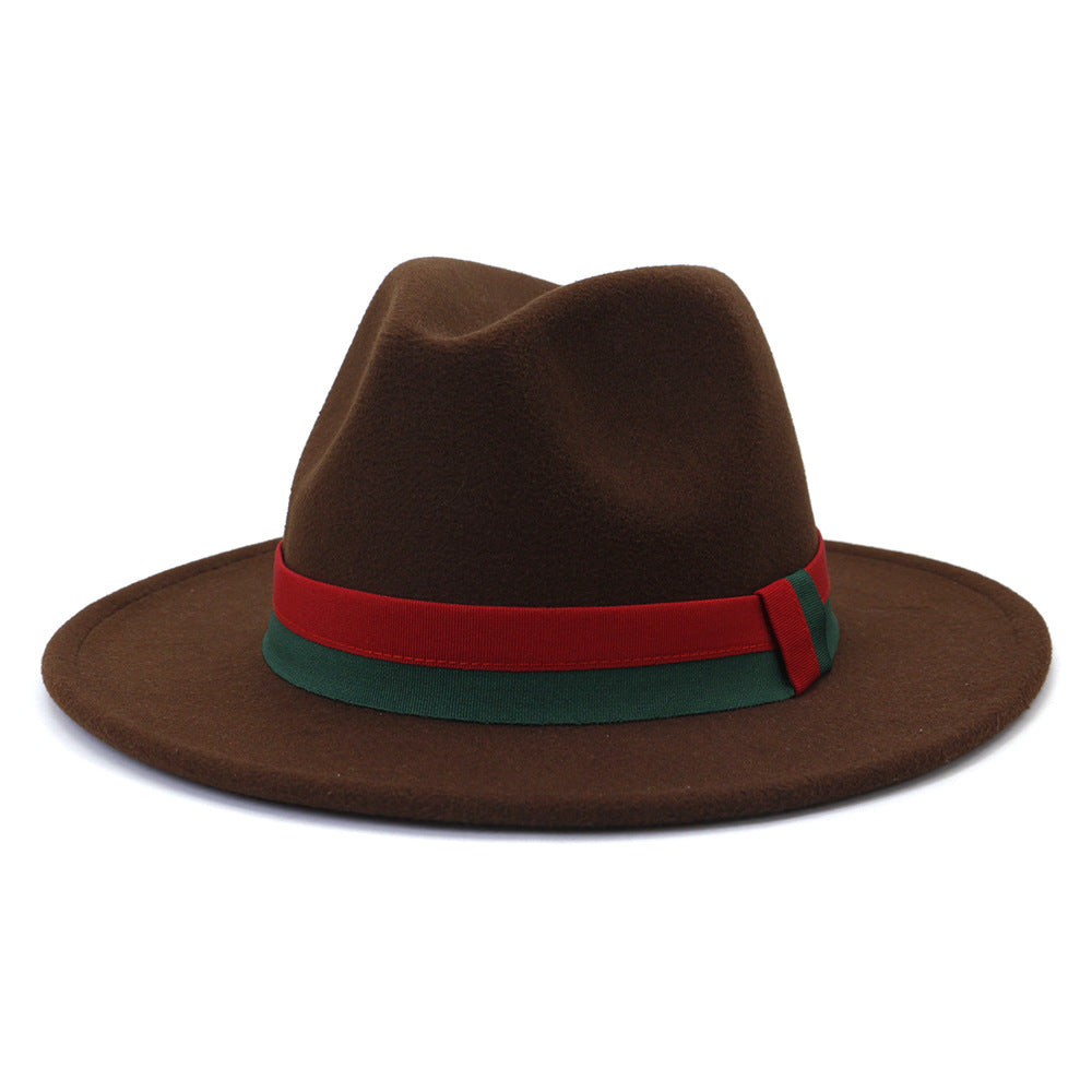 Big Brim British Style Woolen Jazz Top Hat Coffee 58cm GlamzKart