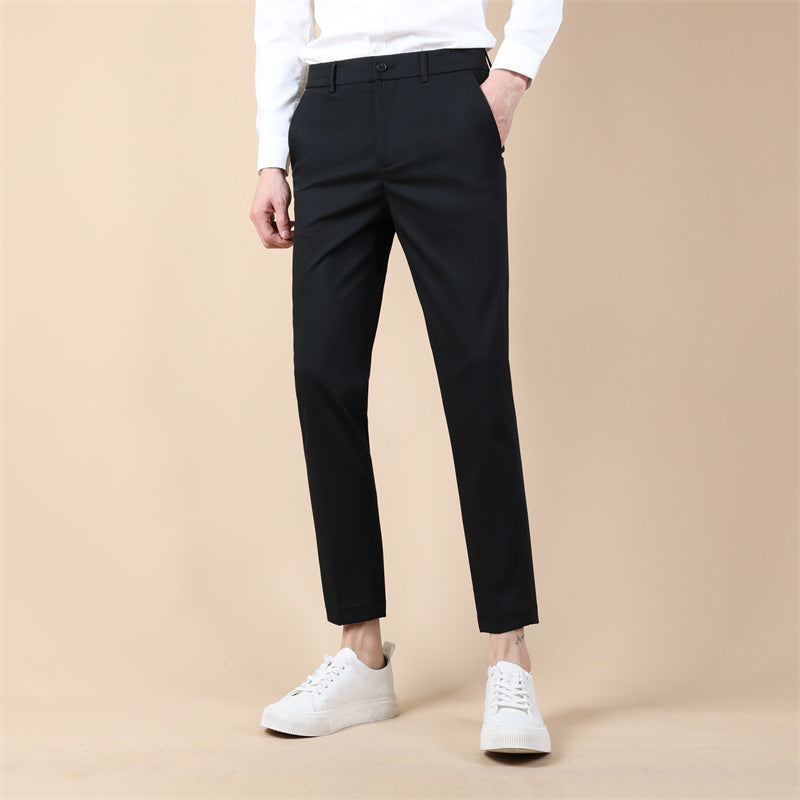 Summer Thin Cropped Men's Suit Pants Pencil Pants Solid Color Breathable GlamzKart