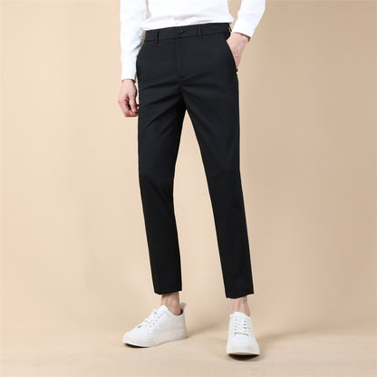 Summer Thin Cropped Men's Suit Pants Pencil Pants Solid Color Breathable GlamzKart