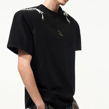 Rivet Backbone Spirit Snake Padded Shoulder Short Sleeve GlamzKart