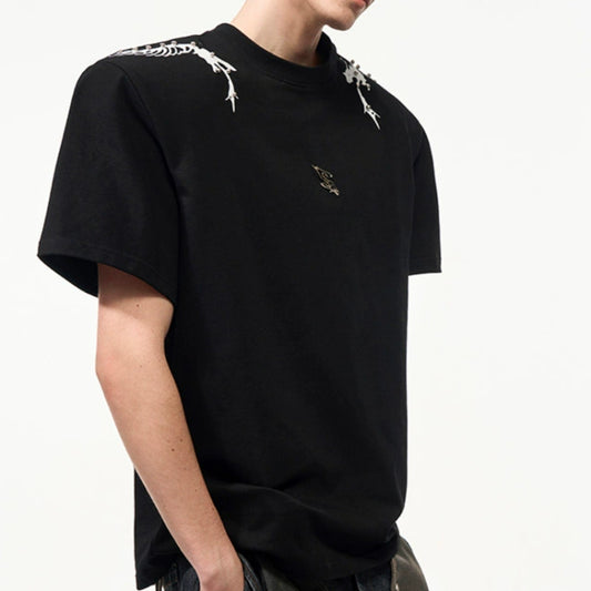 Rivet Backbone Spirit Snake Padded Shoulder Short Sleeve GlamzKart
