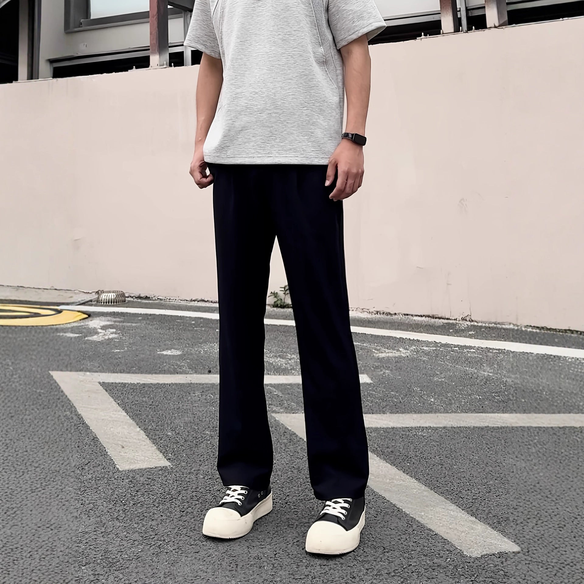 Black Willow Leaf Machete Straight Casual Pants GlamzKart