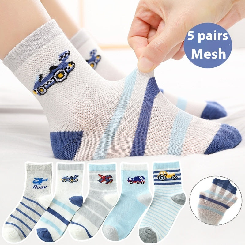Children's Solid Color Short Socks LR621 Sports Car Aircraft GlamzKart