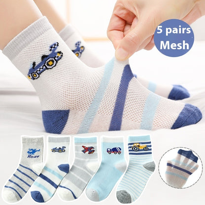 Children's Solid Color Short Socks LR621 Sports Car Aircraft GlamzKart