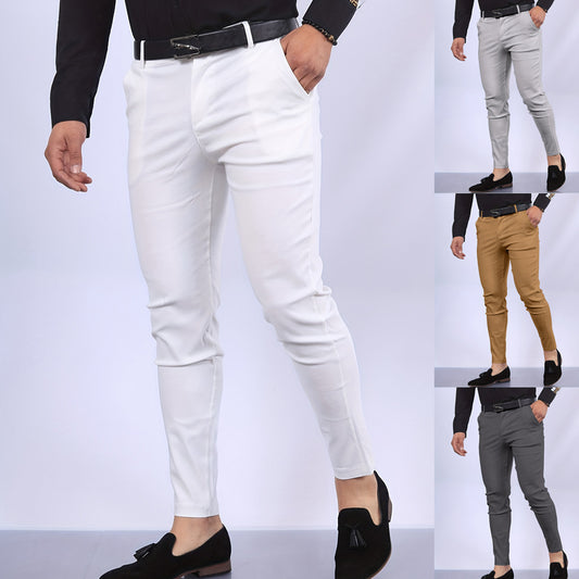 Men's Solid Color Faux Pocket Formal Casual Pants GlamzKart