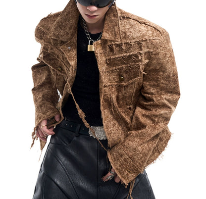 Desert Waste Soil Wind Rough Edge Damage Denim Coat GlamzKart