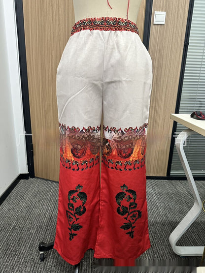 Vintage Printed Women's Fashionable Long Trousers GlamzKart