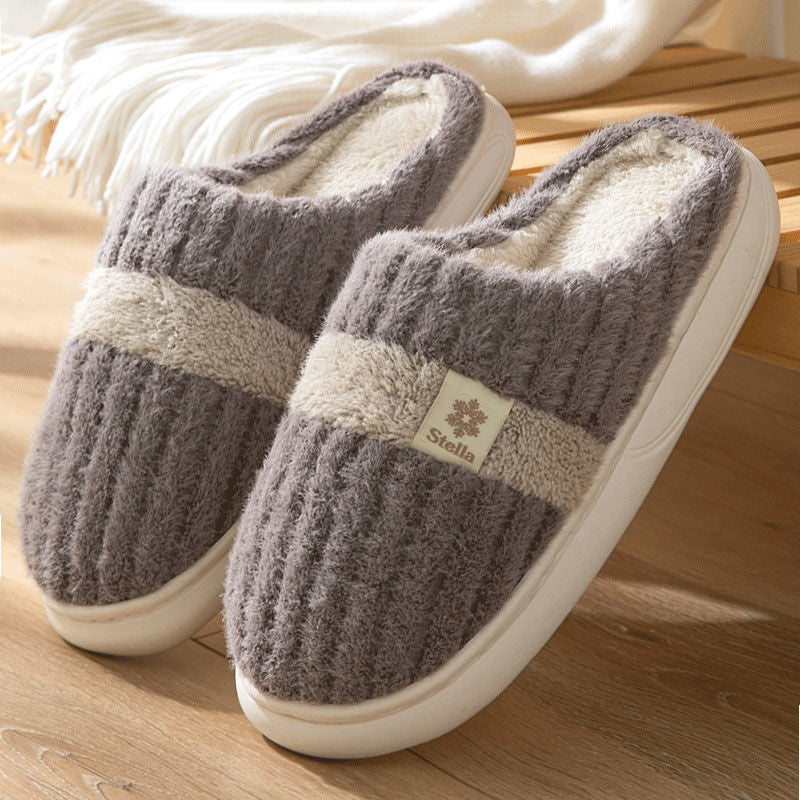 New Fleece-lined Thickened Cotton Slippers 2209 Brown GlamzKart