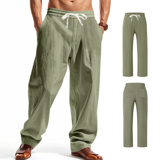 Linen Casual Pants Summer Thin Simple High Street GlamzKart