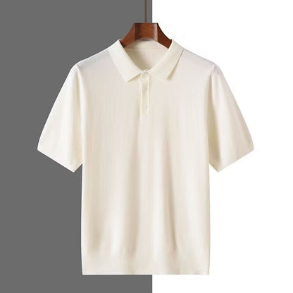 Polo Shirt Men's Short-sleeved Business Casual Bottoming Sweater White GlamzKart