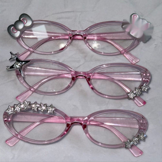 Retro Cute Plain Light Pink-color Cat Glasses Out Of The Street Photography Artifact GlamzKart