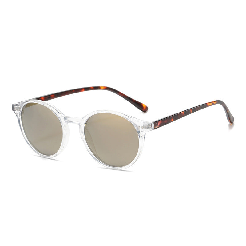 Round Polarized Full Rim Frame Sunglasses Transparent Frame Luxury Gold GlamzKart