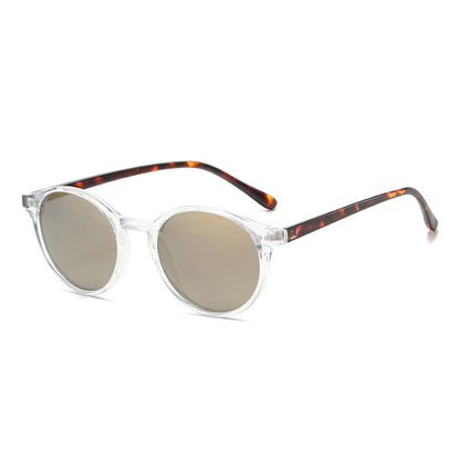 Round Polarized Full Rim Frame Sunglasses Transparent Frame Luxury Gold GlamzKart