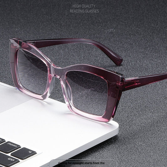 Large Frame Progressive Color Female HD Presbyopic Glasses For The Elderly Plain GlamzKart