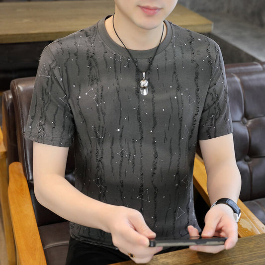 Ice Silk Short Sleeve T-shirt Casual Round Neck Top GlamzKart