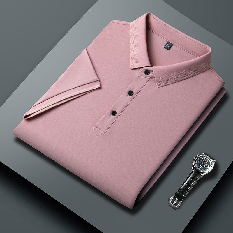 Men's Short-sleeved T-shirt Clothing For Middle-aged Dad Loose Casual Pink GlamzKart