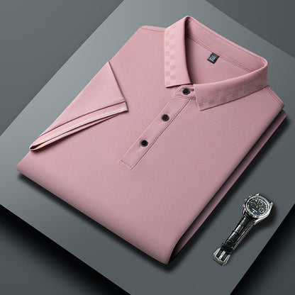 Men's Short-sleeved T-shirt Clothing For Middle-aged Dad Loose Casual Pink GlamzKart