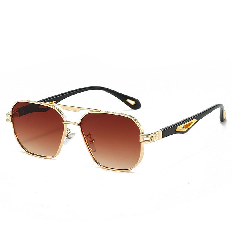 Men's Fashion Double Beam Box Hollow Sunglasses GlamzKart