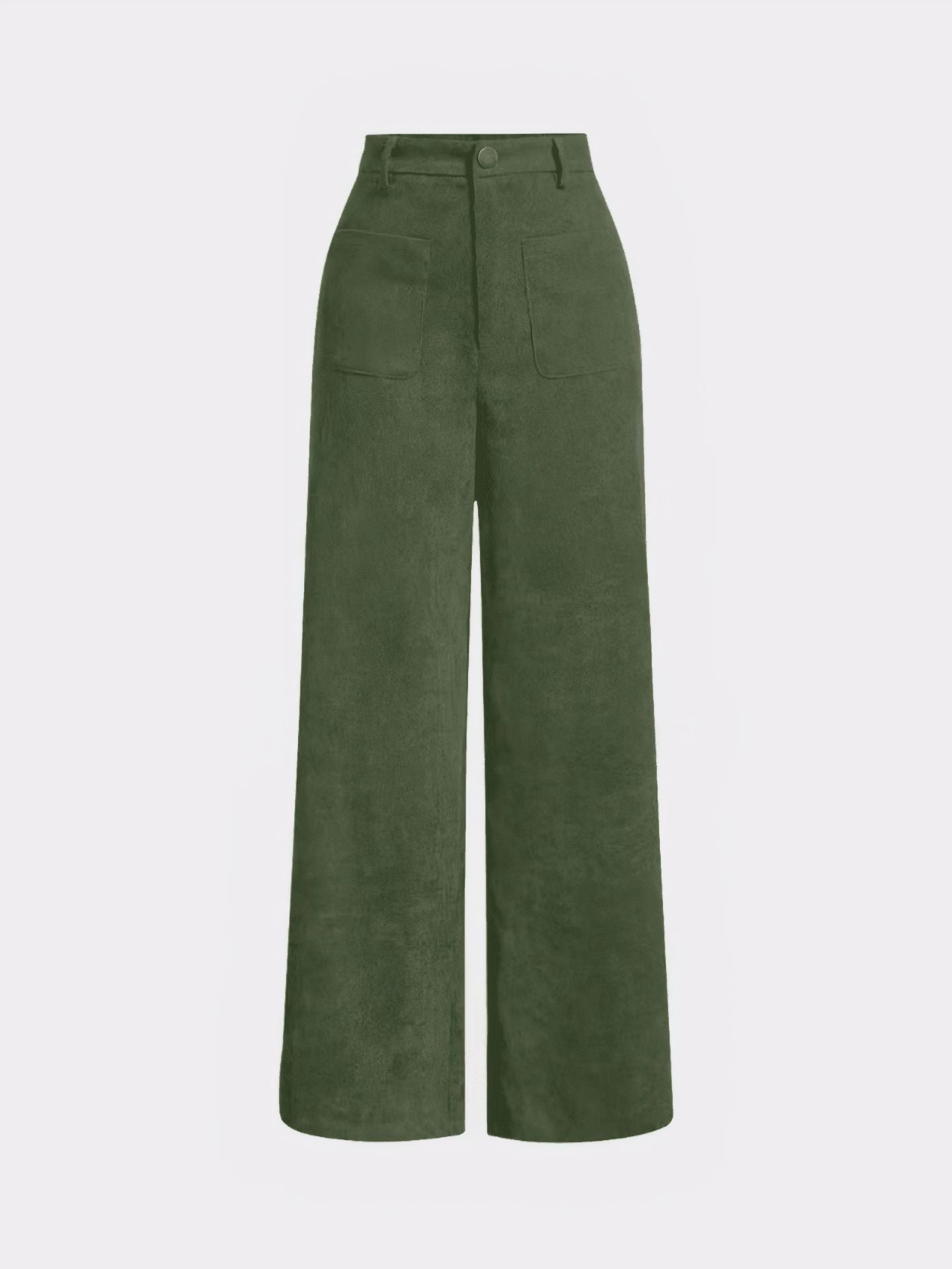 Tall Loose All-matching Corduroy Retro Straight-leg Trousers Green GlamzKart