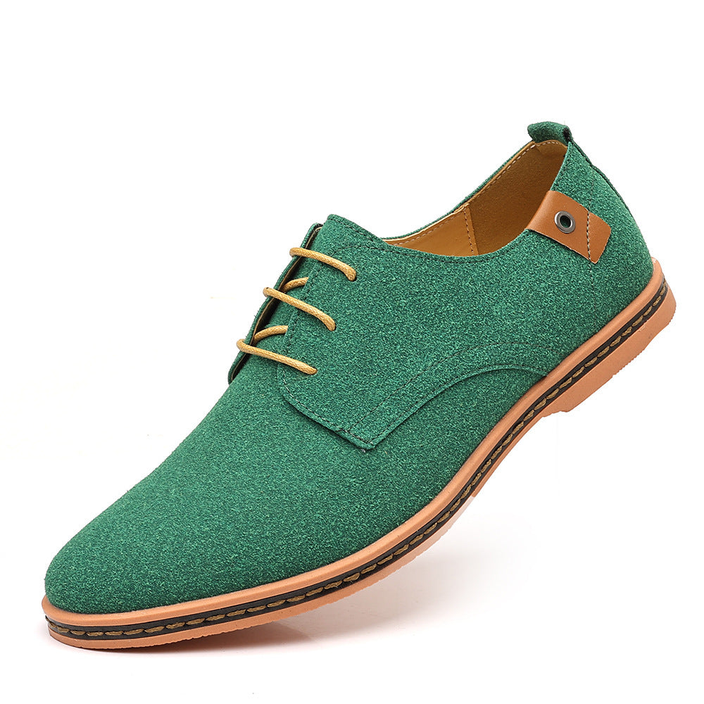 Personality Men's Casual Suede Shoes Green GlamzKart
