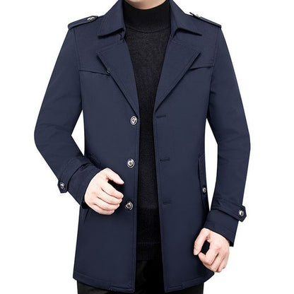 Coat New Spring Middle-aged Suit Jacket Navy Blue GlamzKart